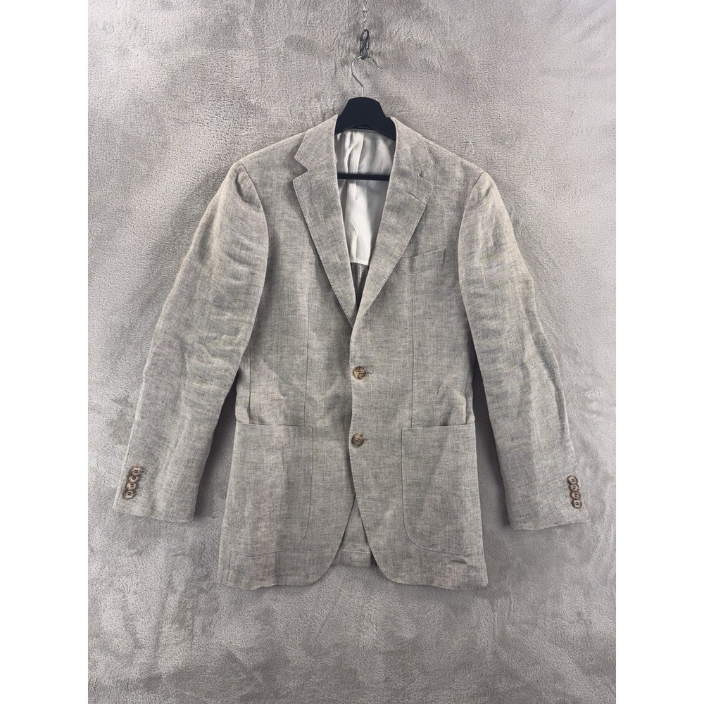 SuitSupply Havana Blazer Mens Size 44 Gray Pure Linen Tailored Sport Coat Italy